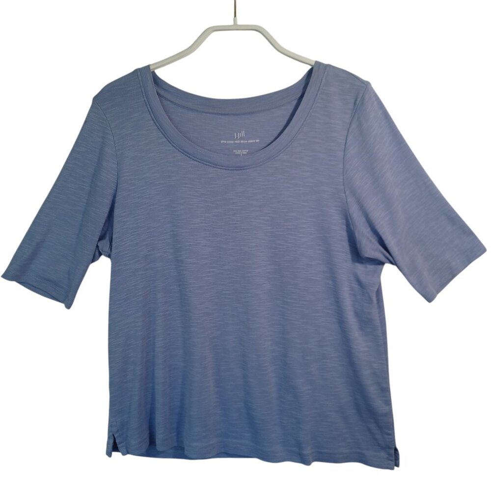 J Jill Tee Shirt Pima Scoop Neck Elbow Sleeve Blue Womens Small - Picture 11 of 11
